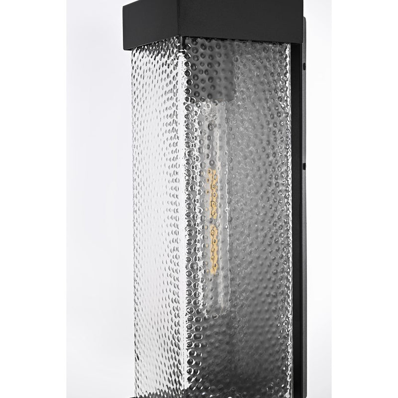 Elegant Lighting Swain 1 Light 6.5" Outdoor Sconce, Black/Clear