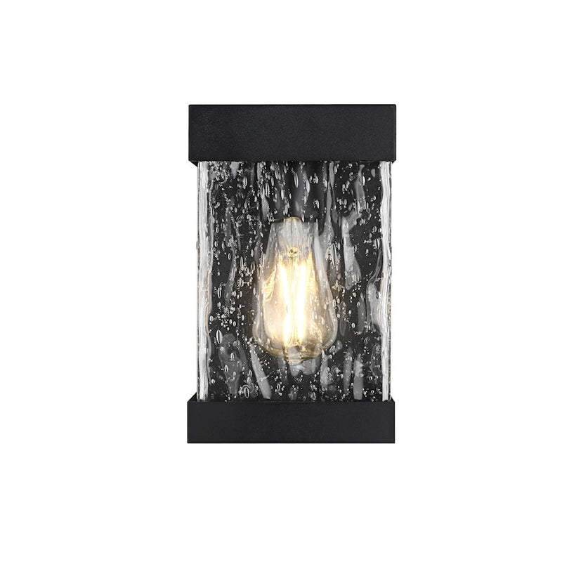 Elegant Lighting Thompson 1 Light 10" Outdoor Sconce, Black/Clear - OD371W10BK