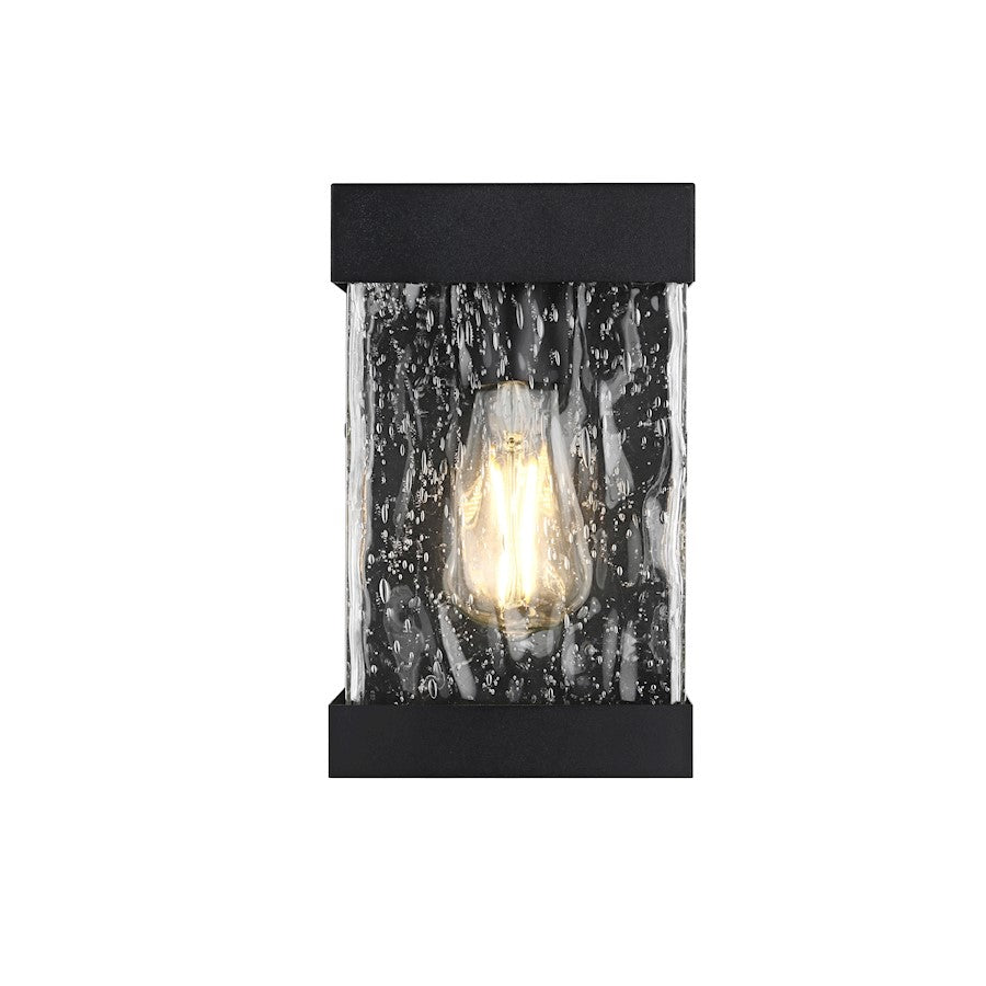 Elegant Lighting Thompson 1 Light 10" Outdoor Sconce, Black/Clear - OD371W10BK