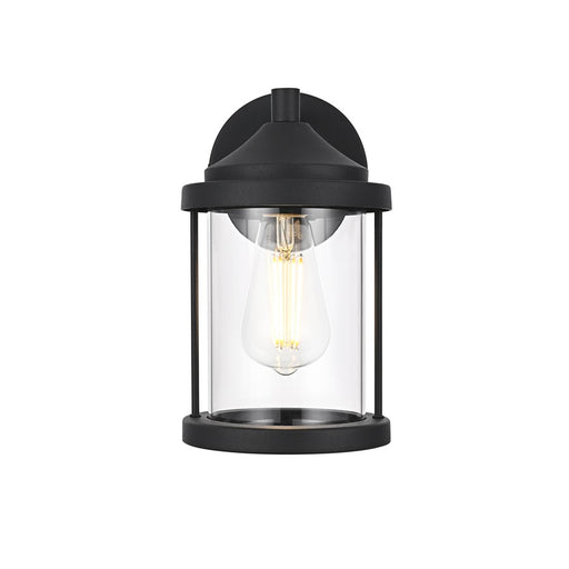 Elegant Lighting Roy 1 Light 6" Outdoor Wall sconce, Black/Clear - OD402W10BK