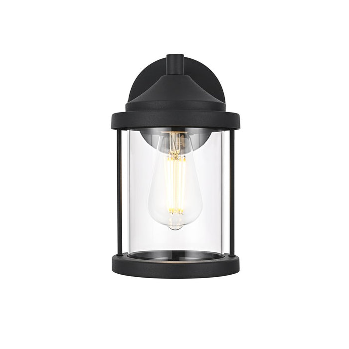 Elegant Lighting Roy 1 Light 6" Outdoor Wall sconce, Black/Clear - OD402W10BK