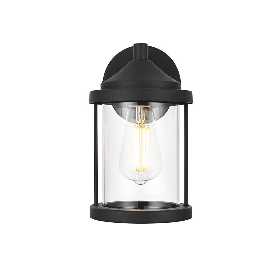 Elegant Lighting Roy 1 Light 6" Outdoor Wall sconce, Black/Clear - OD402W10BK