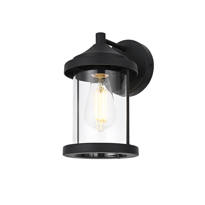 Elegant Lighting Roy 1 Light 6" Outdoor Wall Sconce, Black/Clear