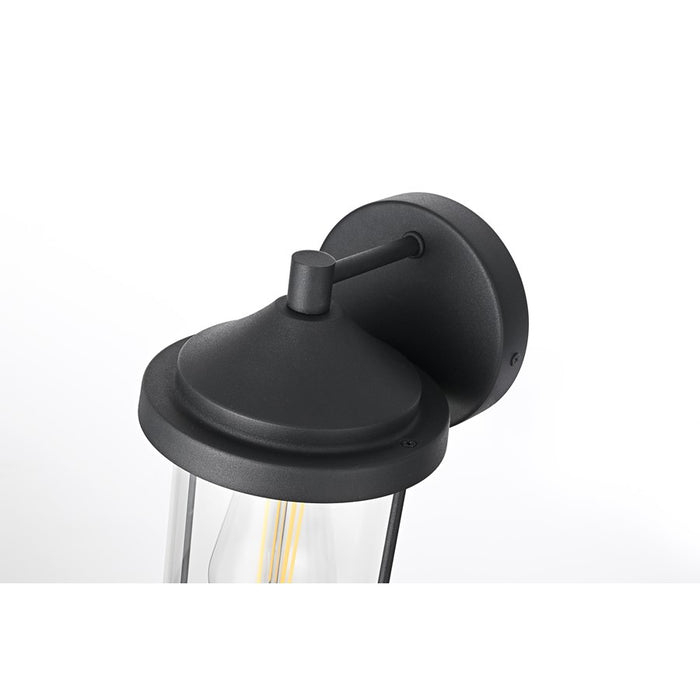 Elegant Lighting Roy 1 Light 6" Outdoor Wall Sconce, Black/Clear