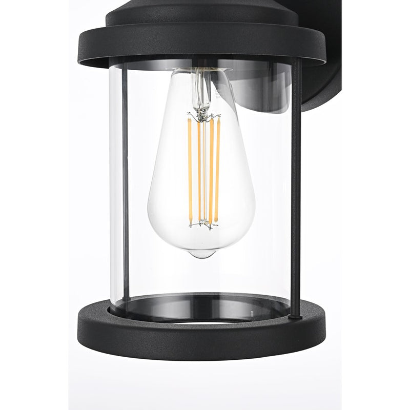 Elegant Lighting Roy 1 Light 6" Outdoor Wall Sconce, Black/Clear