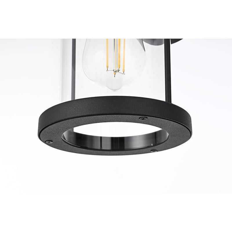 Elegant Lighting Roy 1 Light 6" Outdoor Wall Sconce, Black/Clear