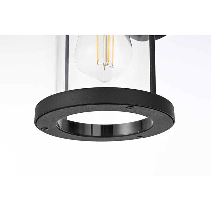 Elegant Lighting Roy 1 Light 6" Outdoor Wall Sconce, Black/Clear