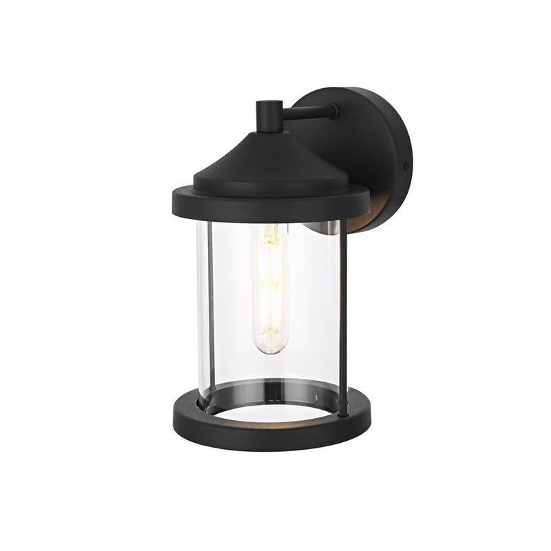 Elegant Lighting Roy 1 Light 6" Outdoor Wall Sconce, Black/Clear