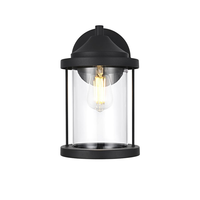 Elegant Lighting Roy 1 Light 7" Outdoor Wall sconce, Black/Clear - OD402W12BK