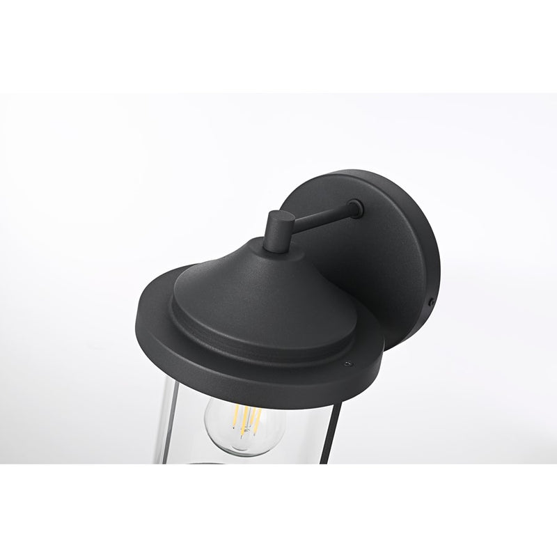 Elegant Lighting Roy 1 Light 7" Outdoor Wall Sconce, Black/Clear