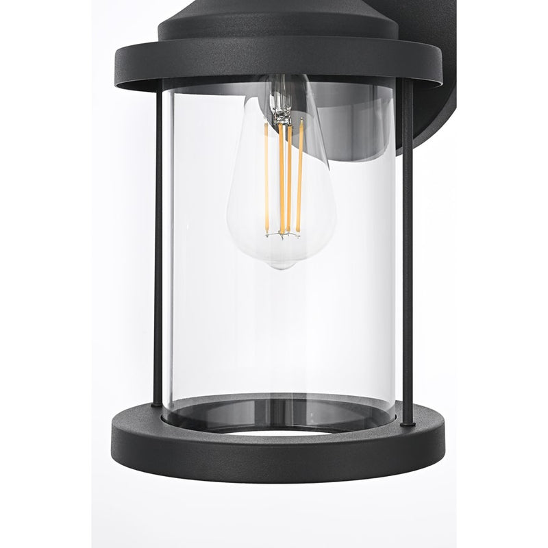 Elegant Lighting Roy 1 Light 7" Outdoor Wall Sconce, Black/Clear