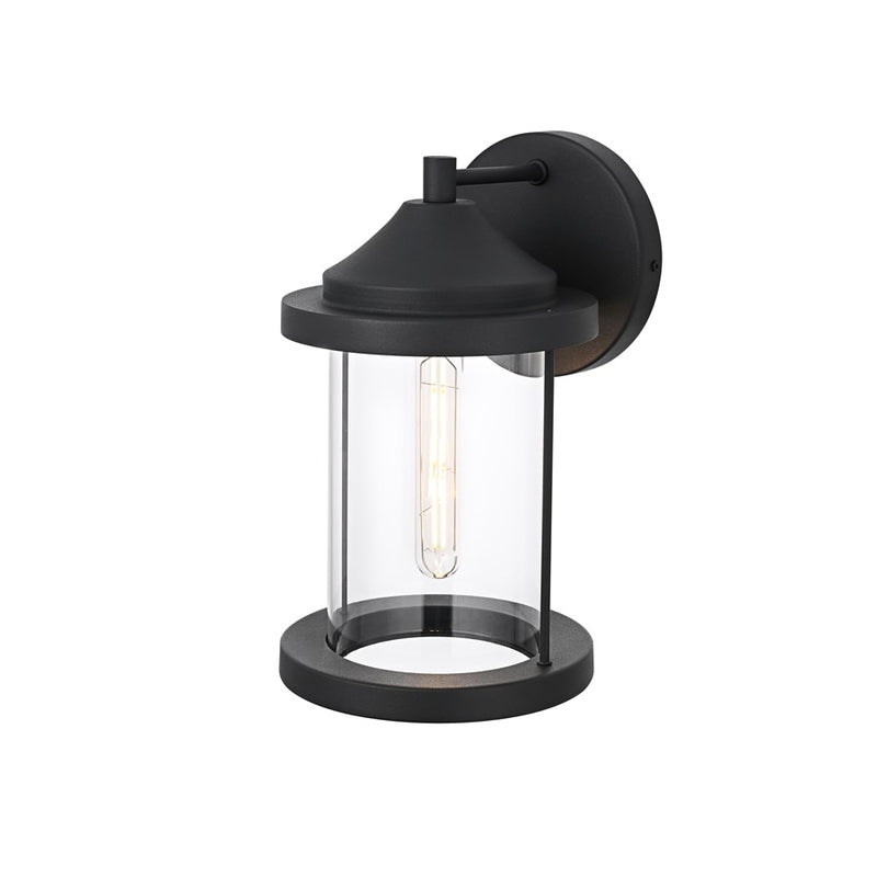 Elegant Lighting Roy 1 Light 7" Outdoor Wall Sconce, Black/Clear