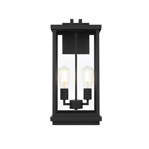 Elegant Lighting Theodore 2 Light 9" Outdoor Wall sconce, Black - OD404W21BK
