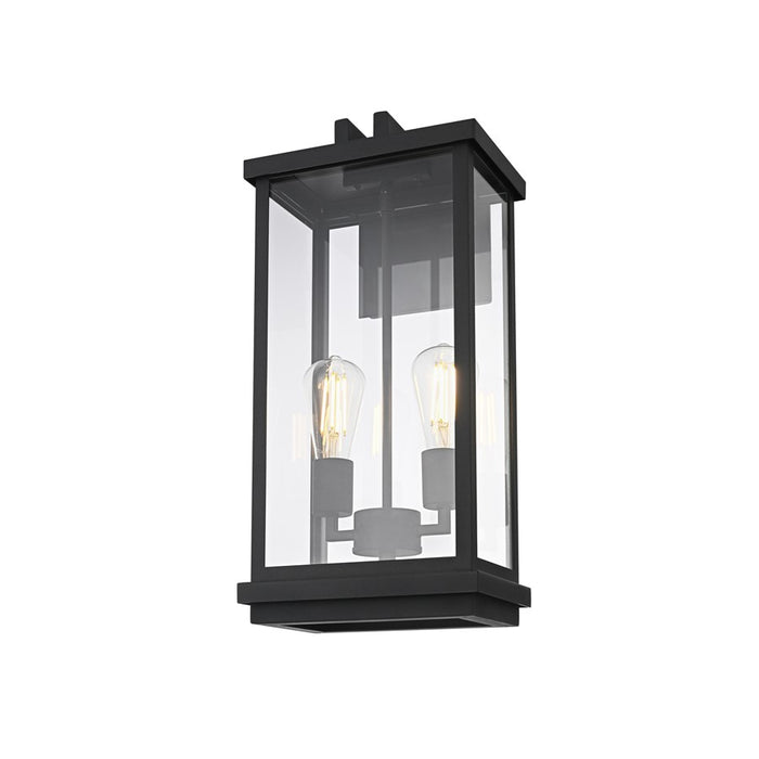 Elegant Lighting Theodore 2 Light 9" Outdoor Wall Sconce, Black