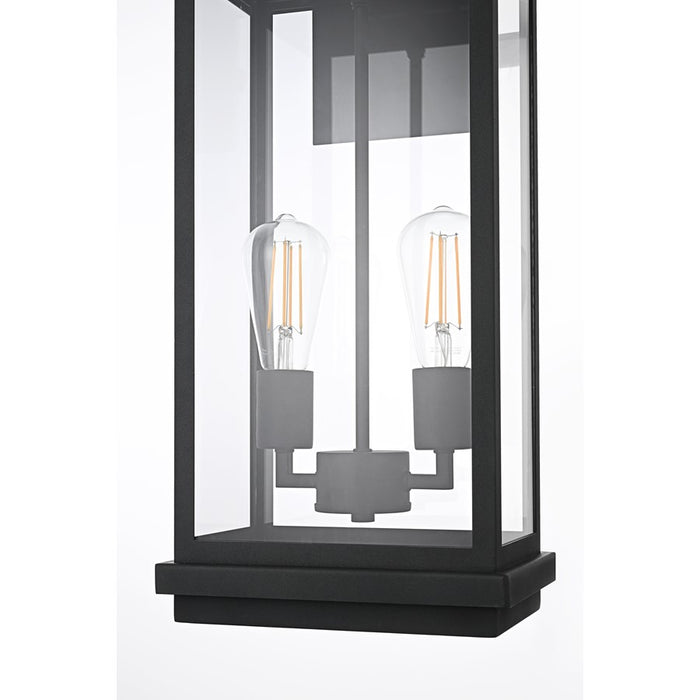 Elegant Lighting Theodore 2 Light 9" Outdoor Wall Sconce, Black