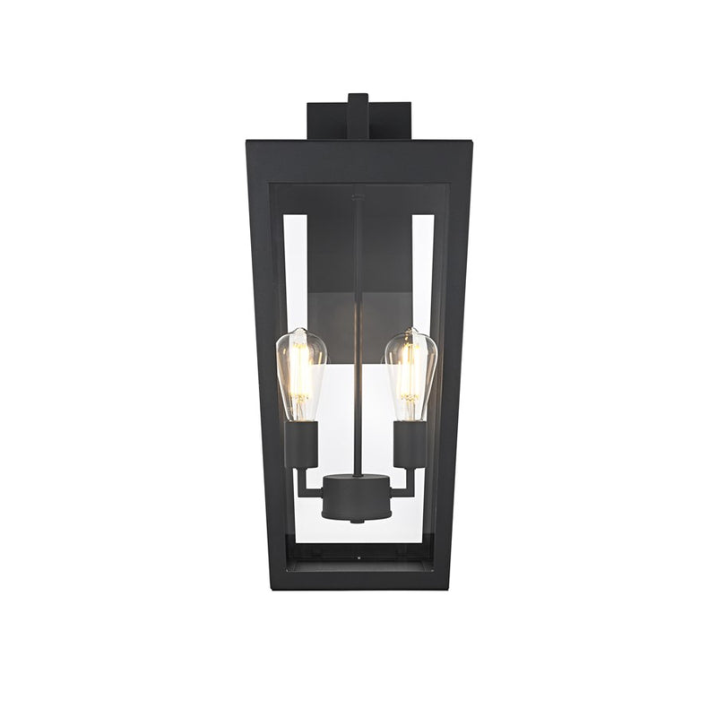 Elegant Lighting William 2 Light 10" Outdoor Wall sconce, Black - OD405W24BK