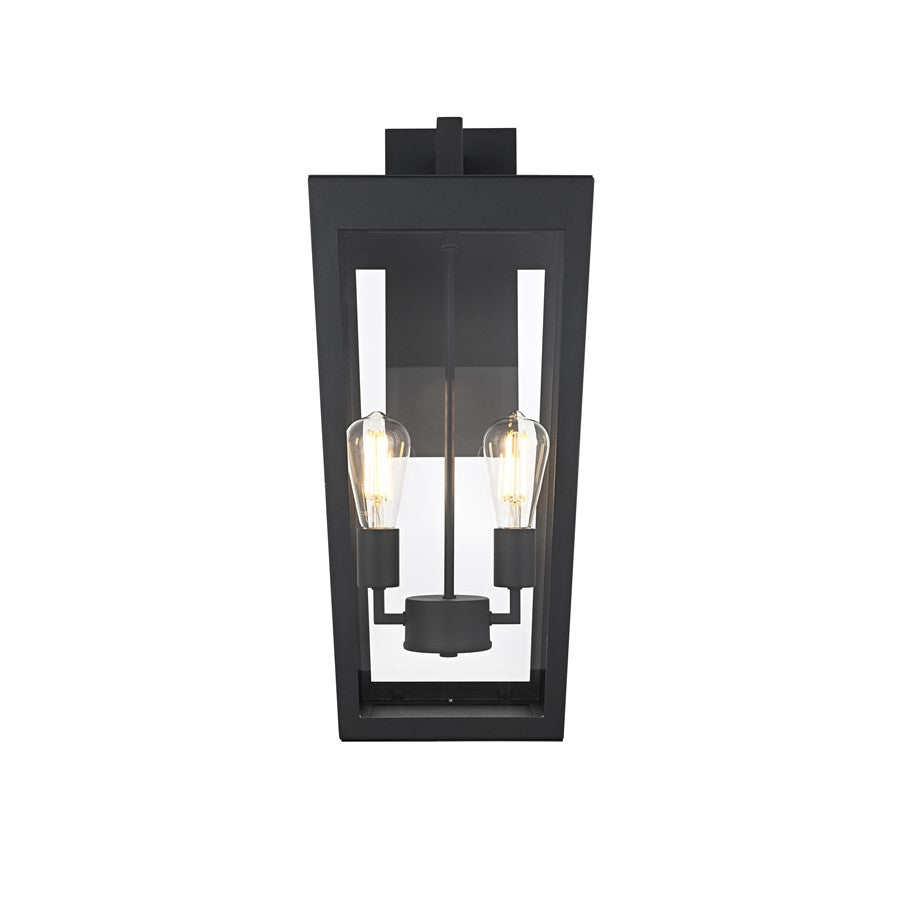 Elegant Lighting William 2 Light 10" Outdoor Wall sconce, Black - OD405W24BK