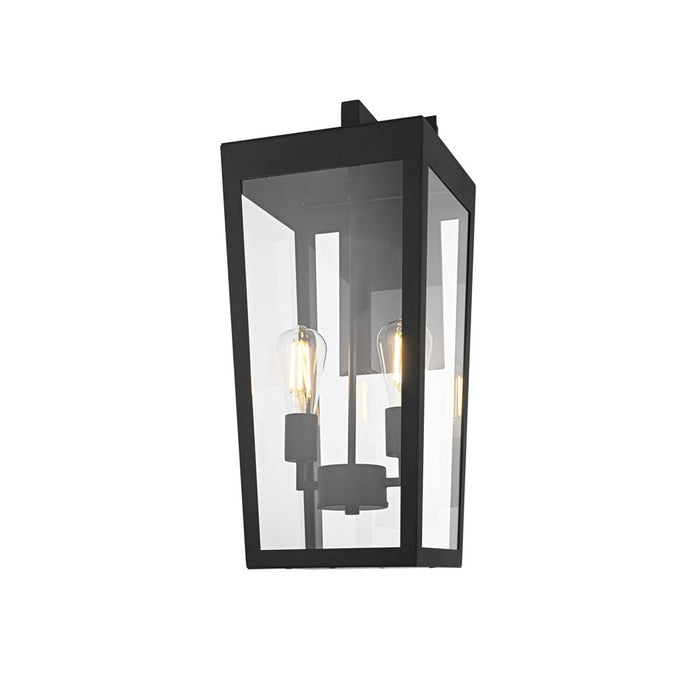 Elegant Lighting William 2 Light 10" Outdoor Wall Sconce, Black