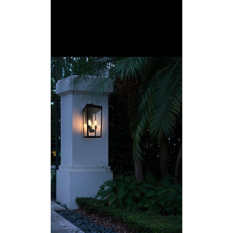 Elegant Lighting William 3 Light 12" Outdoor Wall Sconce, Black