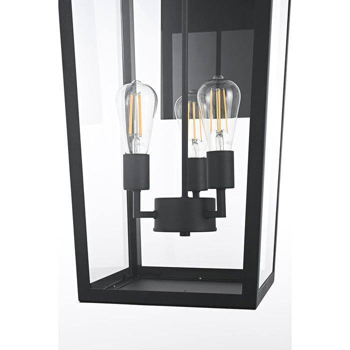 Elegant Lighting William 3 Light 12" Outdoor Wall Sconce, Black