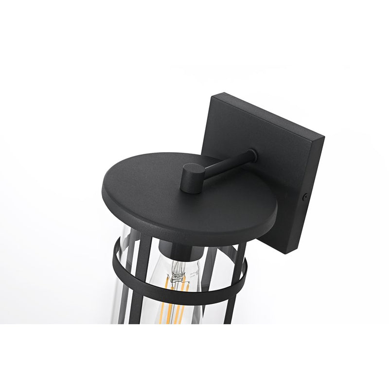 Elegant Lighting Henrik 1 Light 6" Outdoor Wall Sconce, Black/Clear