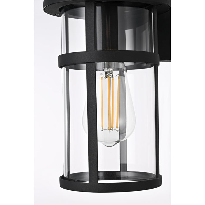 Elegant Lighting Henrik 1 Light 6" Outdoor Wall Sconce, Black/Clear