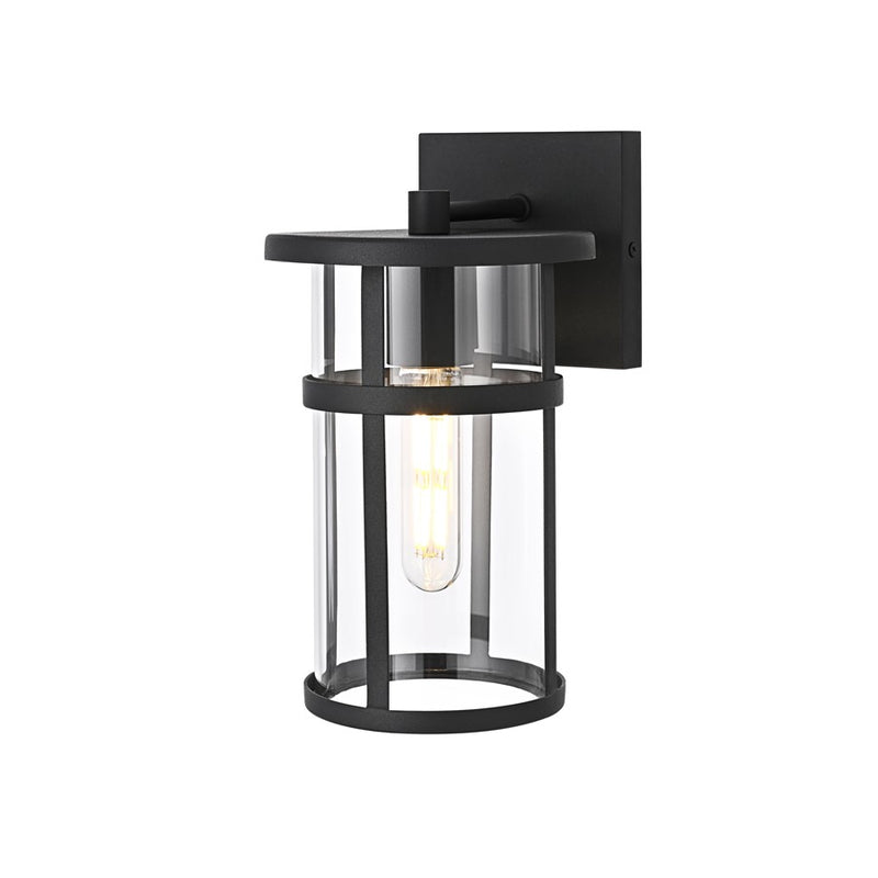 Elegant Lighting Henrik 1 Light 6" Outdoor Wall Sconce, Black/Clear