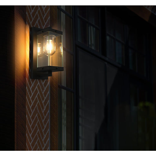 Elegant Lighting Keaton 1Lt 15" Outdoor Wall Sconce, Black/Clear