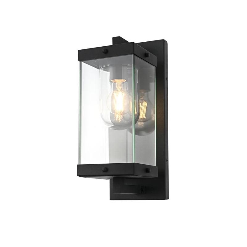 Elegant Lighting Keaton 1Lt 15" Outdoor Wall Sconce, Black/Clear
