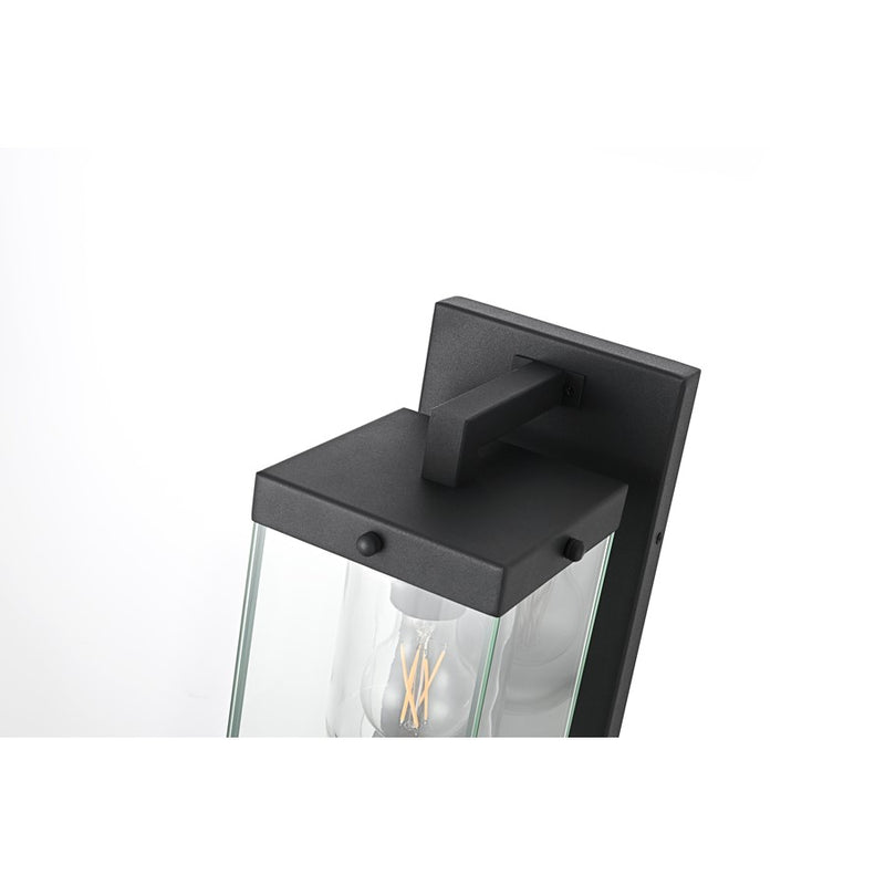 Elegant Lighting Keaton 1Lt 15" Outdoor Wall Sconce, Black/Clear