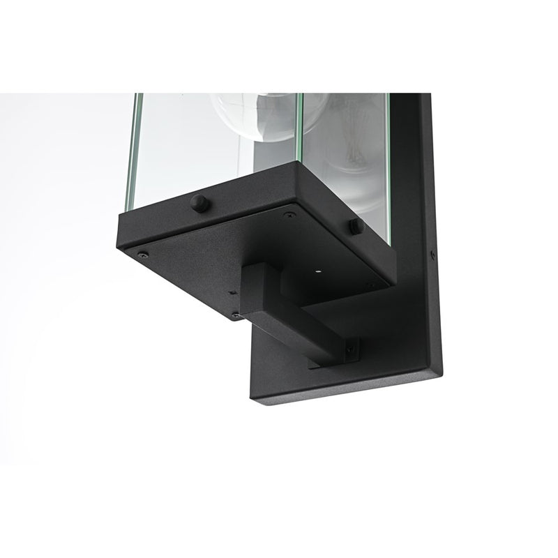 Elegant Lighting Keaton 1Lt 15" Outdoor Wall Sconce, Black/Clear