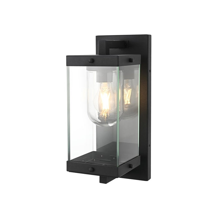 Elegant Lighting Keaton 1Lt 15" Outdoor Wall Sconce, Black/Clear