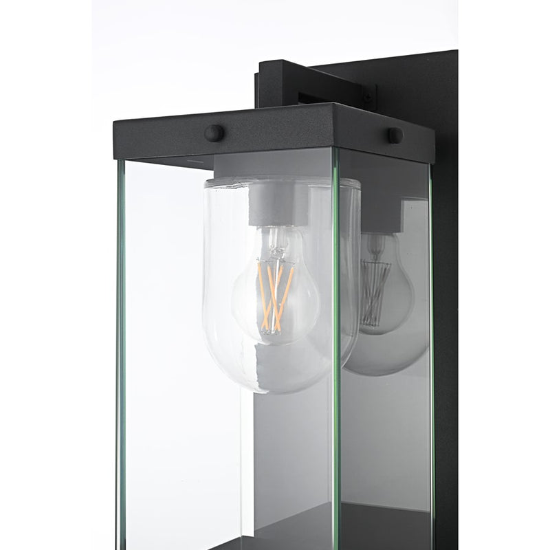 Elegant Lighting Keaton 1Lt 17" Outdoor Wall Sconce, Black/Clear