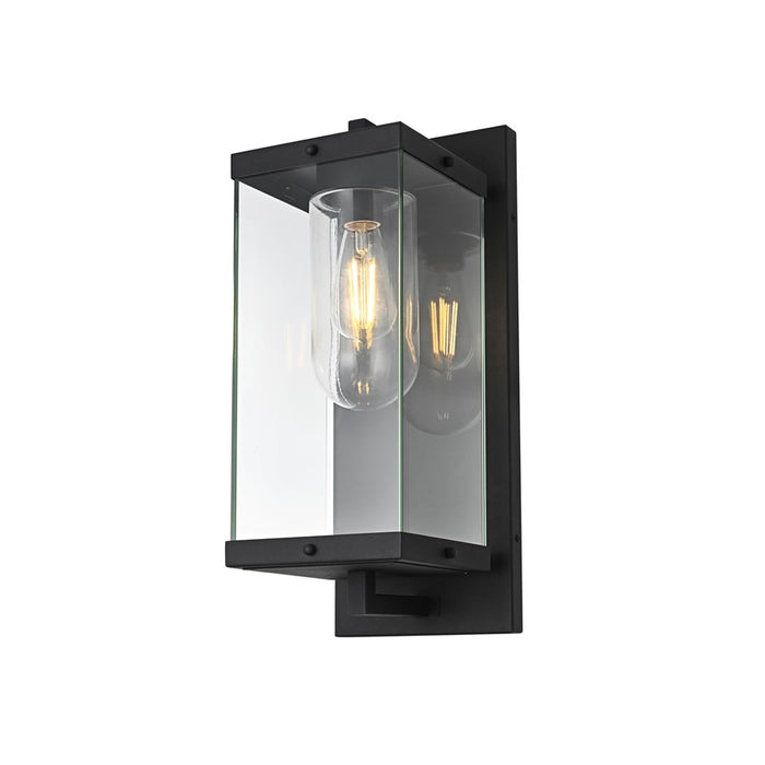 Elegant Lighting Keaton 1Lt 21" Outdoor Wall Sconce, Black/Clear