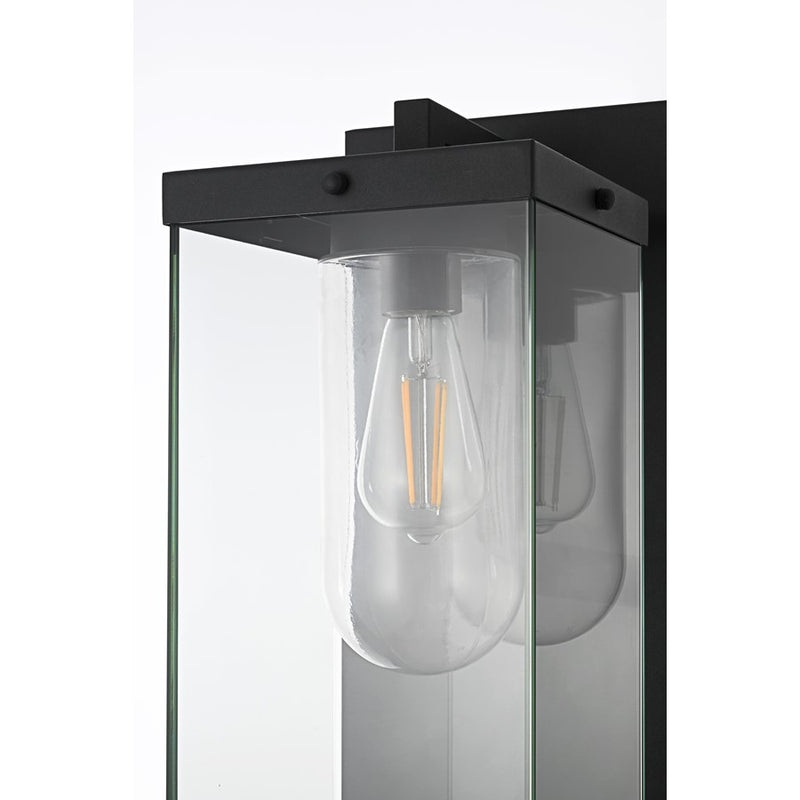 Elegant Lighting Keaton 1Lt 21" Outdoor Wall Sconce, Black/Clear