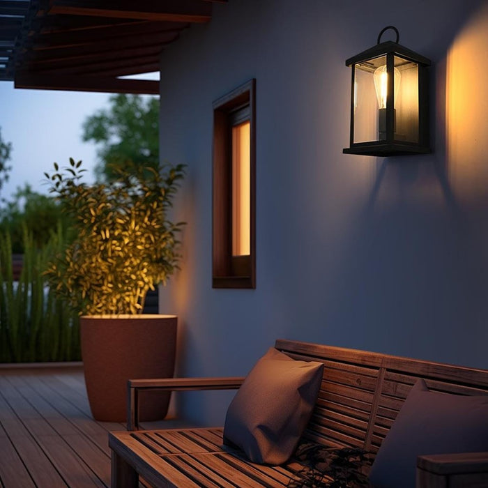 Elegant Lighting Neil 1 Light 12" Outdoor Wall Sconce, Black