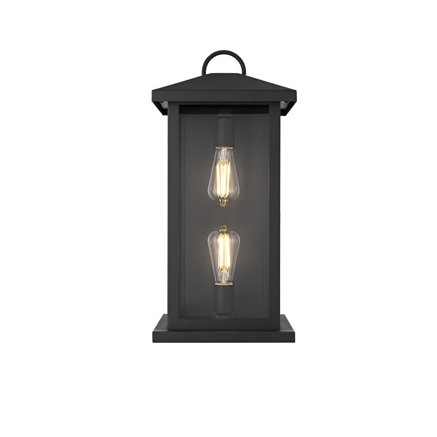 Elegant Lighting Neil 2 Light 10" Outdoor Wall sconce, Black - OD411W21BK