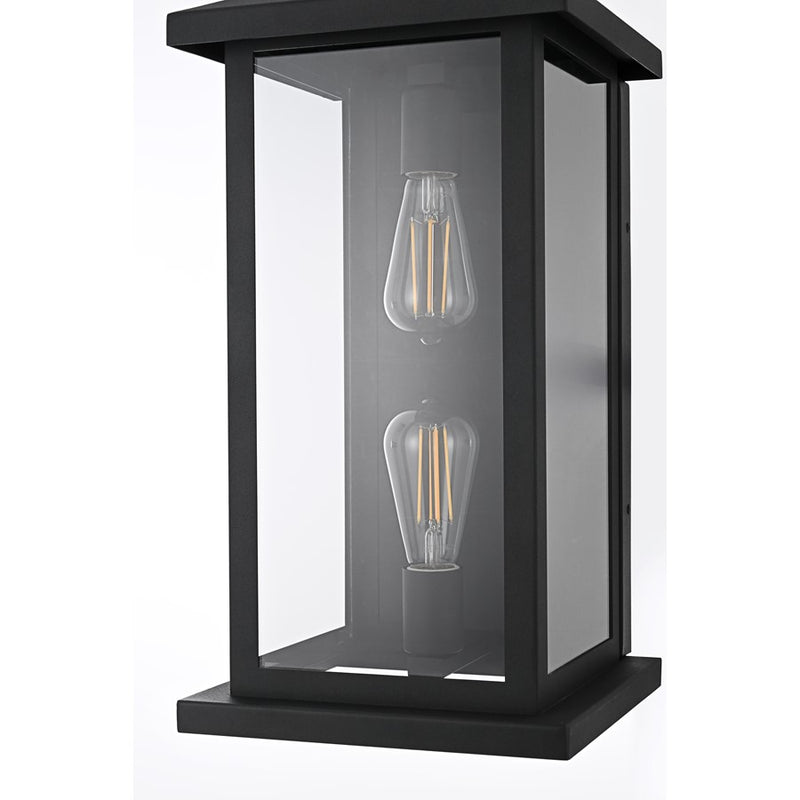Elegant Lighting Neil 2 Light 10" Outdoor Wall Sconce, Black