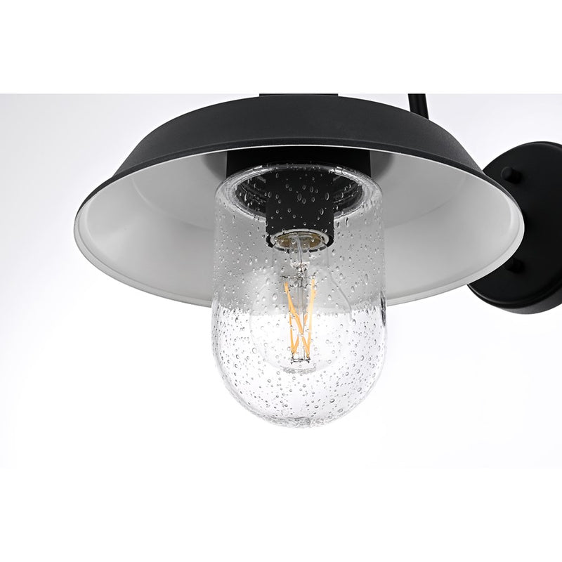 Elegant Lighting Rayan 1Lt 15" Outdoor Sconce, Black/Clear/Seed