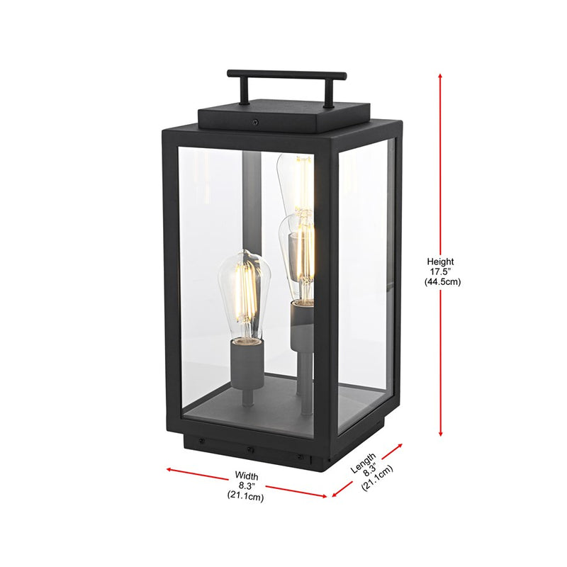 Elegant Lighting Valentin 3 Light 18" Outdoor Lawn Light, Black