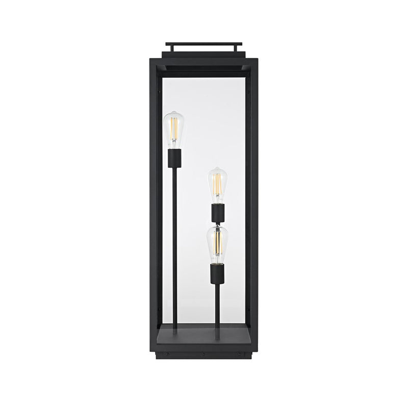 Elegant Lighting Valentin 3 Light 36" Outdoor Lawn Light, Black - OD418L36BK