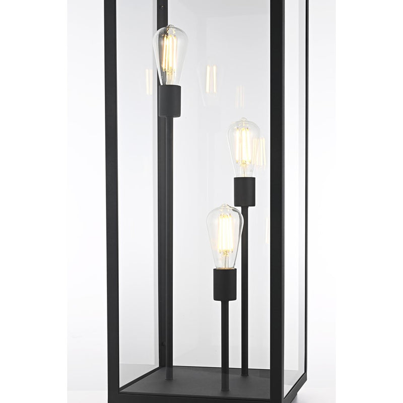 Elegant Lighting Valentin 3 Light 36" Outdoor Lawn Light, Black