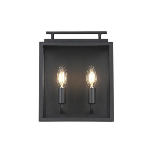 Elegant Lighting Valentin 2 Light 9" Outdoor Wall sconce, Black - OD418W12BK
