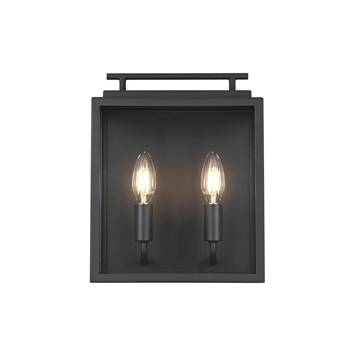Elegant Lighting Valentin 2 Light 9" Outdoor Wall sconce, Black - OD418W12BK