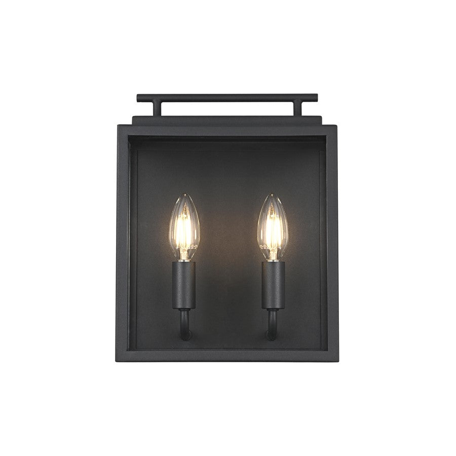 Elegant Lighting Valentin 2 Light 9" Outdoor Wall sconce, Black - OD418W12BK