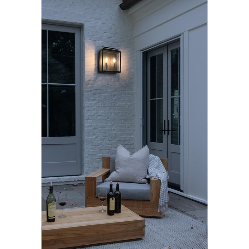 Elegant Lighting Valentin 2 Light 9" Outdoor Wall Sconce, Black