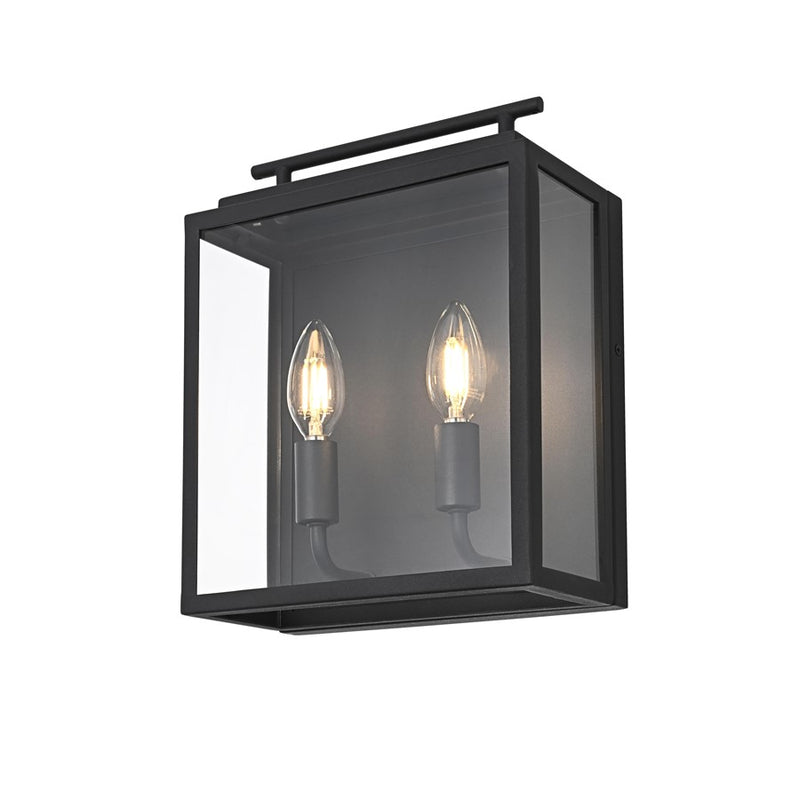 Elegant Lighting Valentin 2 Light 9" Outdoor Wall Sconce, Black