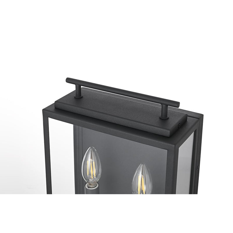 Elegant Lighting Valentin 2 Light 9" Outdoor Wall Sconce, Black