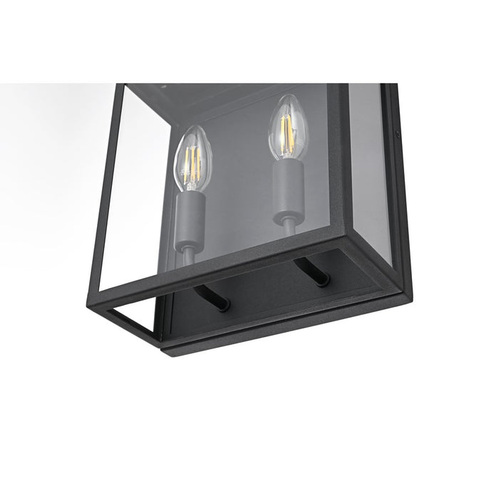 Elegant Lighting Valentin 2 Light 9" Outdoor Wall Sconce, Black