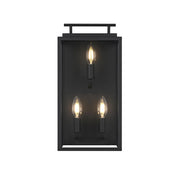 Elegant Lighting Valentin 3 Light 8" Outdoor Wall sconce, Black - OD418W17BK